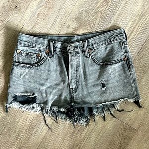 Black Distressed Levi Shorts (size 30)